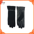 Neue Mode schwarze Farbe Damen Lederhandschuhe